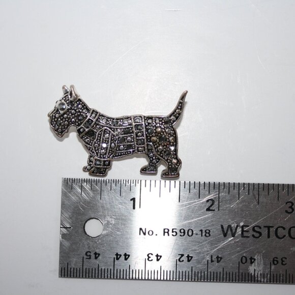 Vintage Marcasite Scottish Terrier Brooch Jewelry Dog lovers - Picture 3 of 4